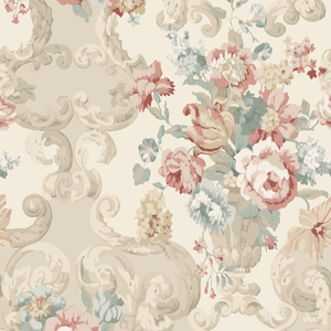Floral Rococo - Lovat/Red