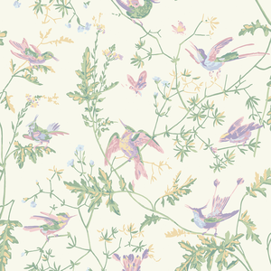 Hummingbirds Cotton Print - Blush/Sage