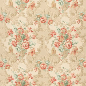 Floral Rococo - Lovat/Red