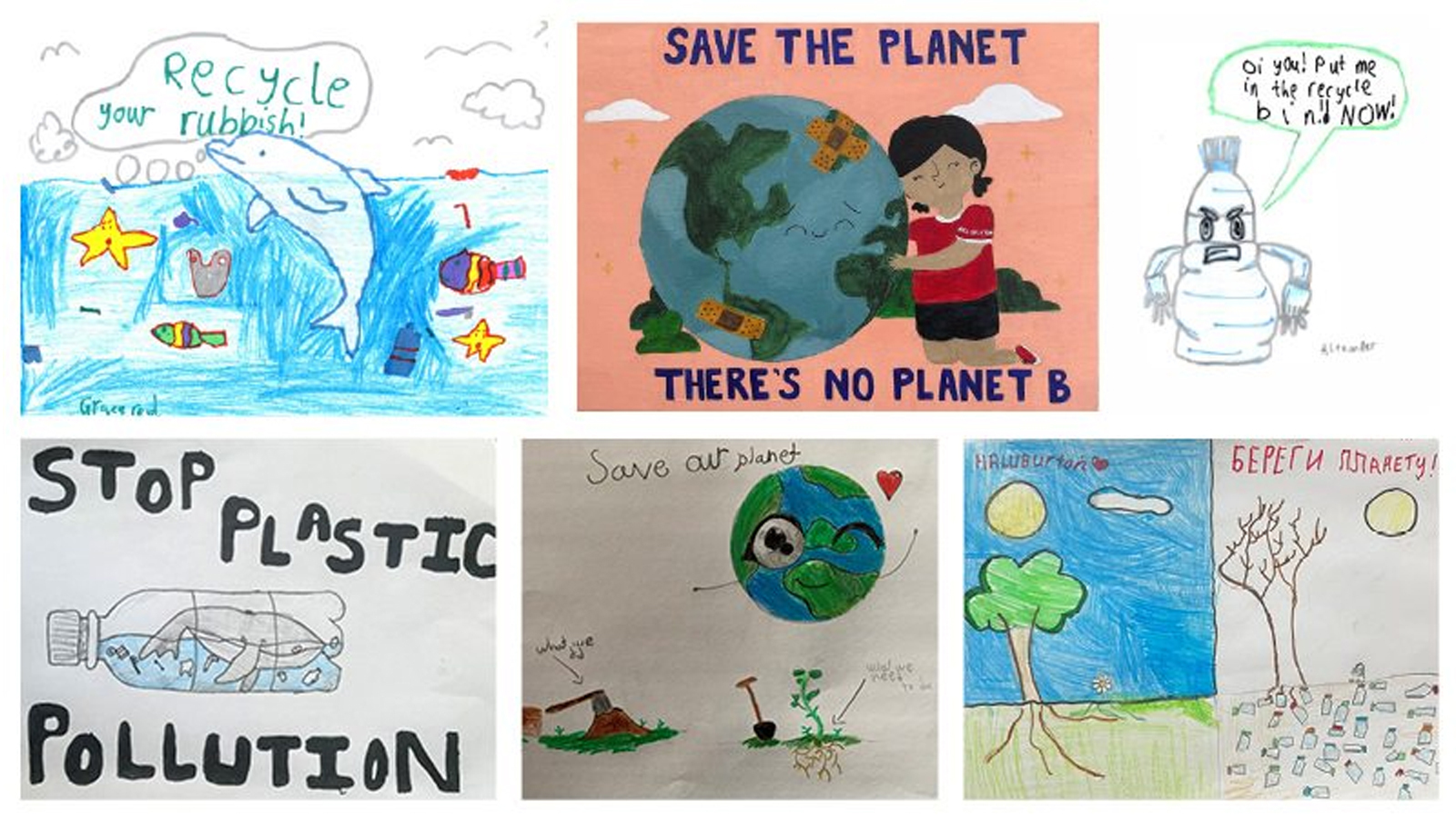 Children in the EESSA region created artwork for a collage in support of the World Environment Day #beatplasticpollution theme.