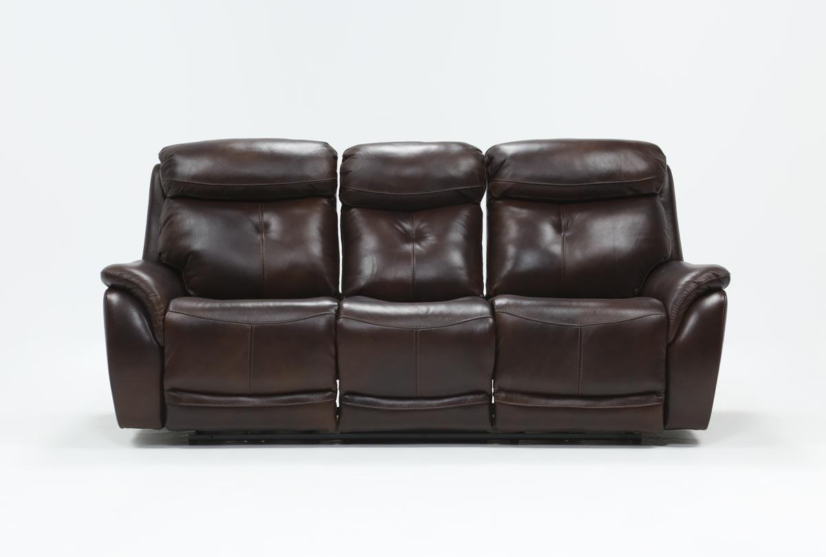 Shane Leather 90" Power Reclining Sofa With Power Headrest