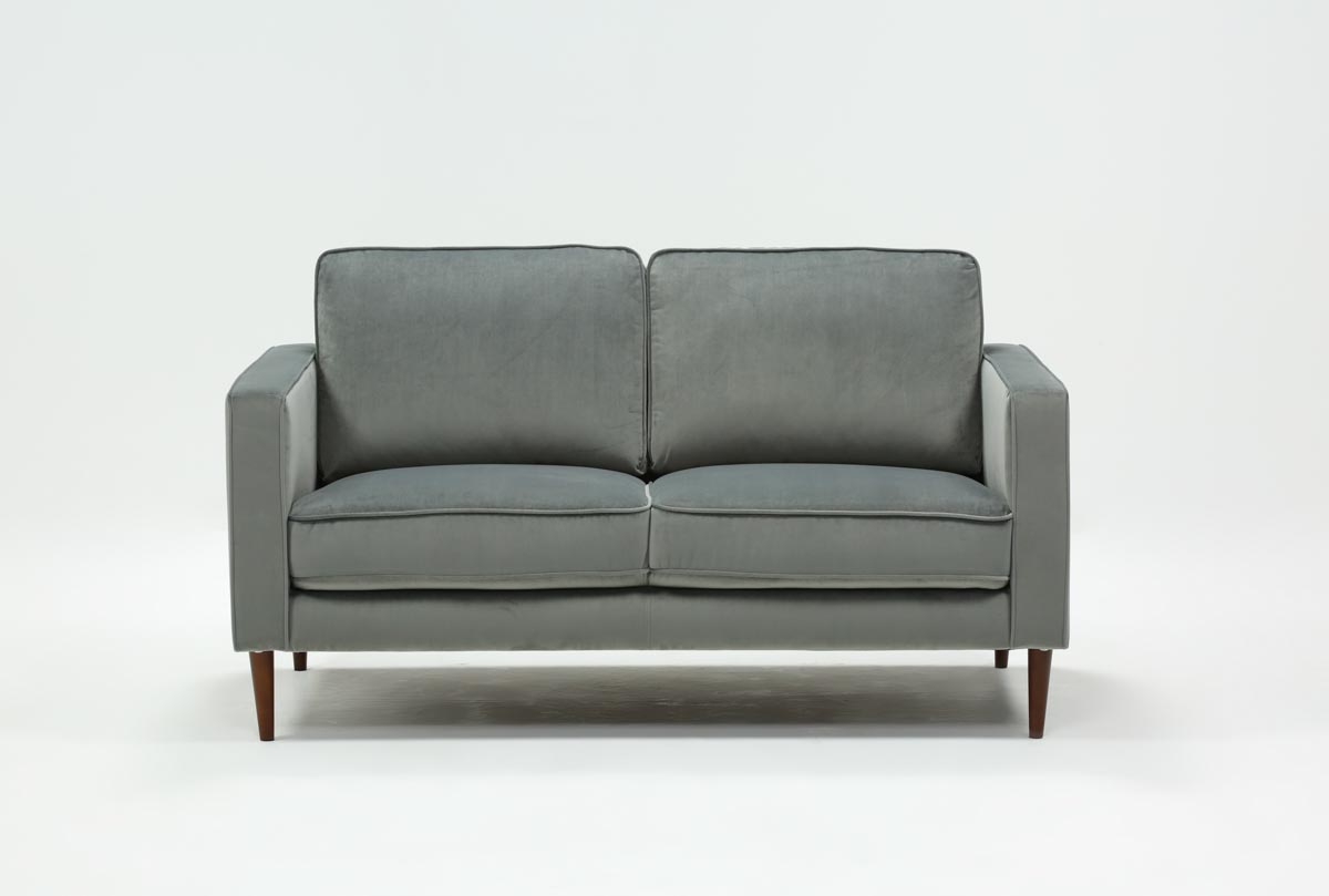 Fairfax Steel Grey Velvet 63" Loveseat | Living Spaces