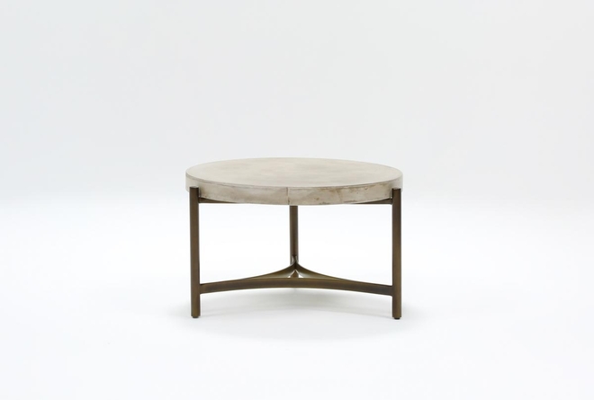 Hammary Delray 962 911 Industrial Round Coffee Table With Concrete Top Hudson S Furniture Cocktail Coffee Tables