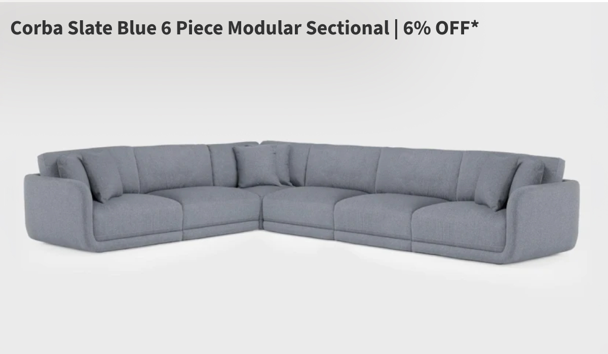 Corba Slate Blue 6 Piece Modular Sectional | 6% OFF*