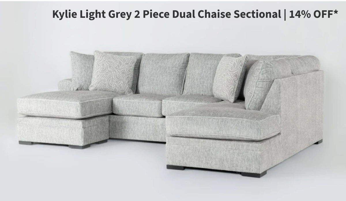Kylie Light Grey 2 Piece Dual Chaise Sectional | 14% OFF*