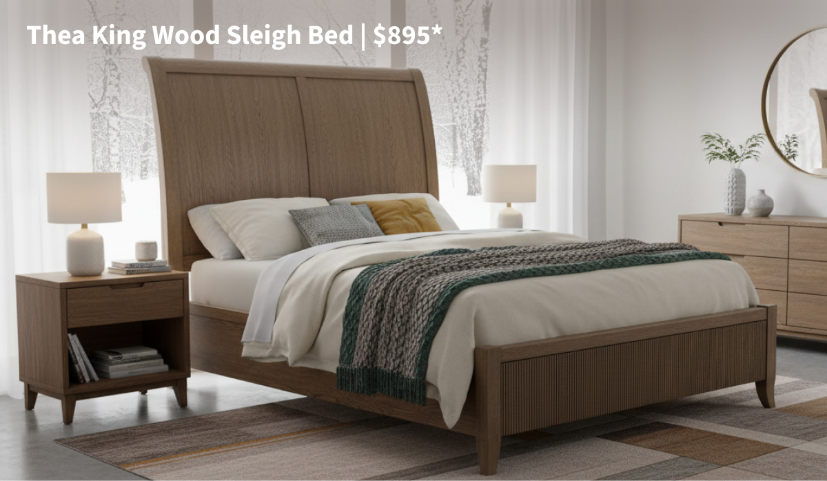 Thea King Wood Sleigh Bed | $895*