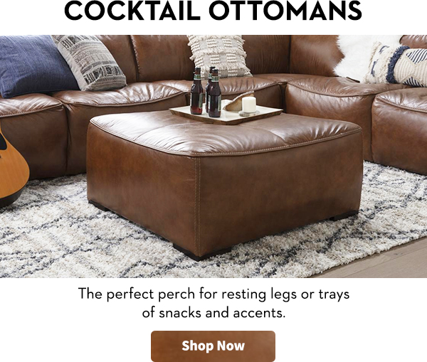 COCKTAIL OTTOMANS | The perfect perch for resting legs or trays  of snacks and accents.