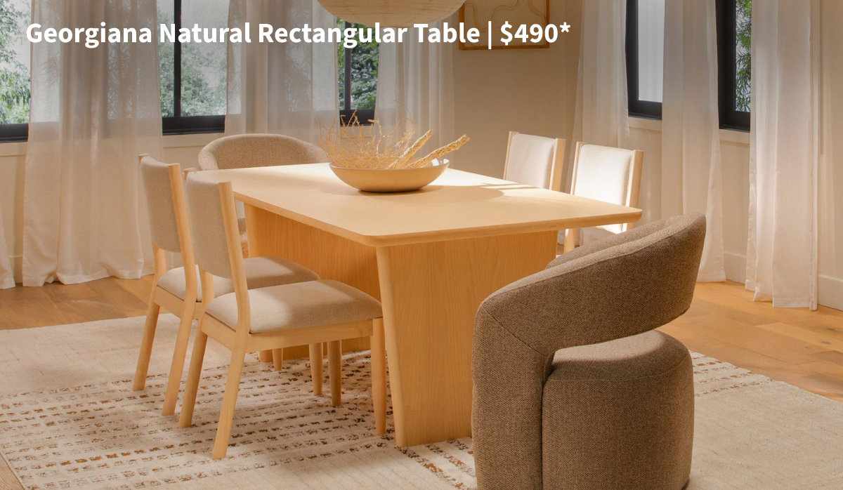 Georgiana Natural Rectangular Table | $490*