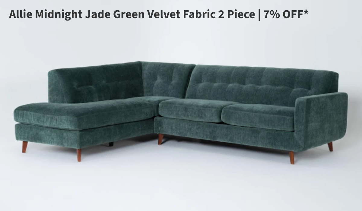 Allie Midnight Jade Green Velvet Fabric 2 Piece | 7% OFF*