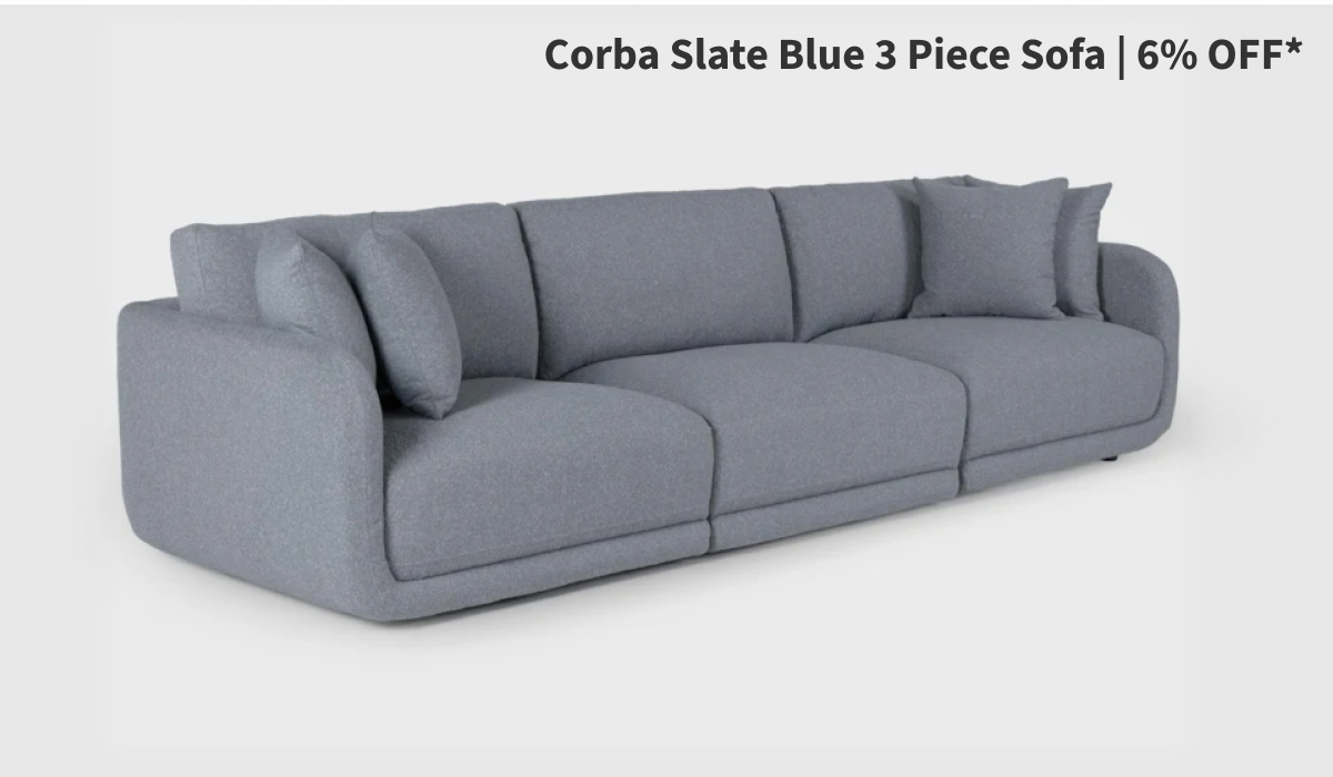 Corba Slate Blue 3 Piece Sofa | 6% OFF*