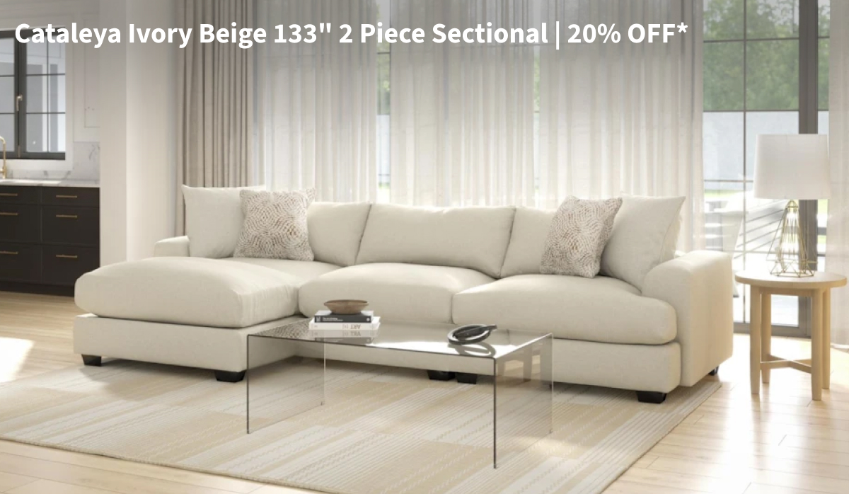 Cataleya Ivory Beige 133in 2 Piece Sectional | 20% OFF*