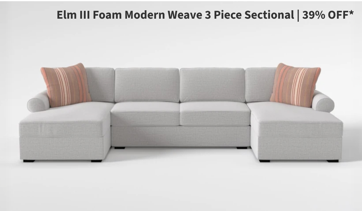 Elm III Foam Modern Weave 3 Piece Sectional | 39% OFF*