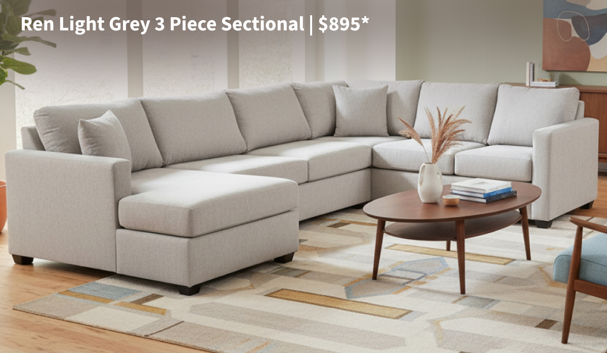 Ren Light Grey 3 Piece Sectional | $895*