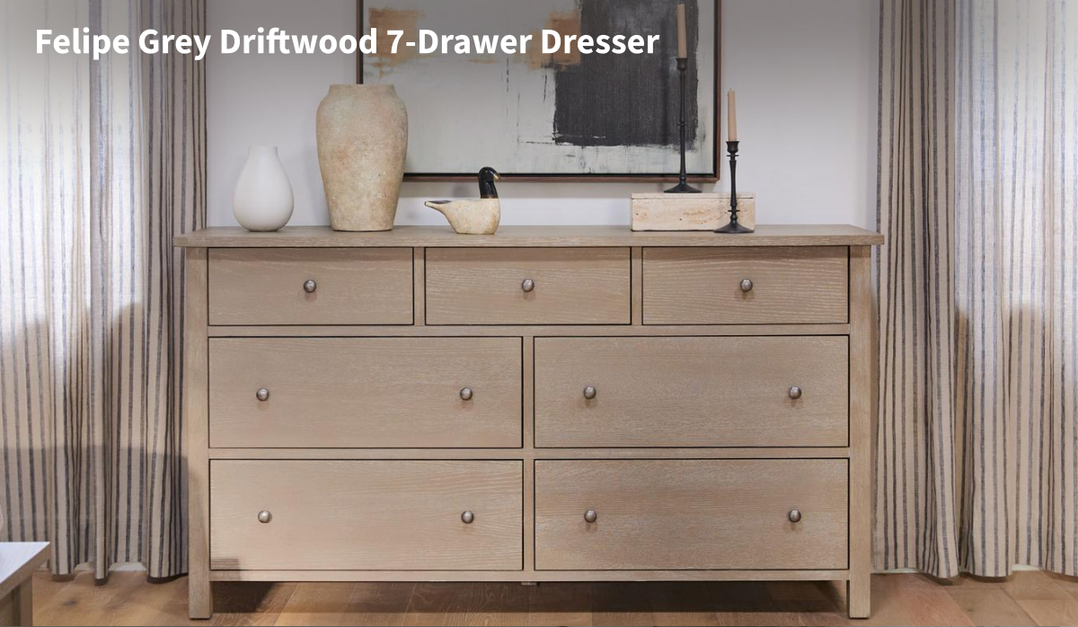 Felipe Grey Driftwood 7-Drawer Dresser