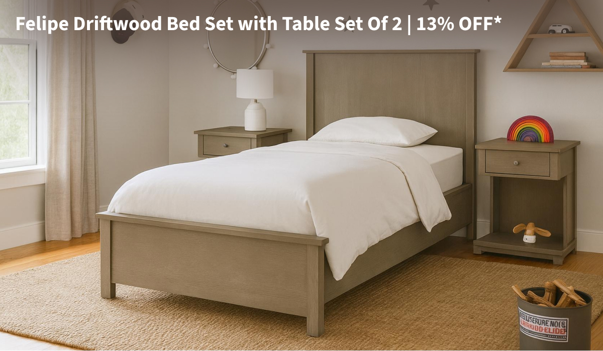 Felipe Driftwood Bed Set with Table Set Of 2 | 13% OFF*
