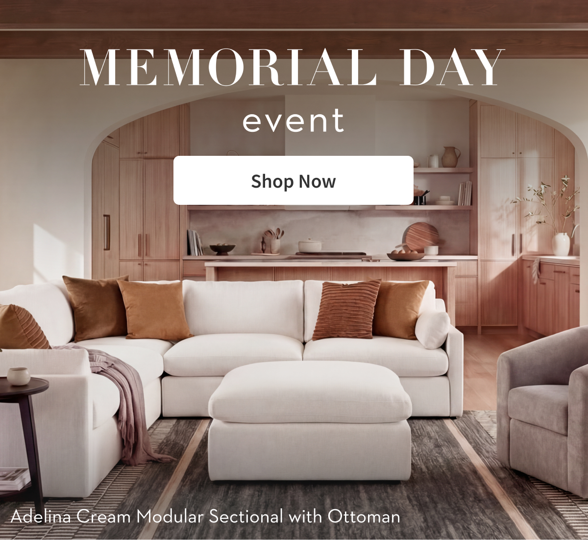 Memorial Day Event | Shop Now | Adelina Cream Modular Sectional with Ottoman