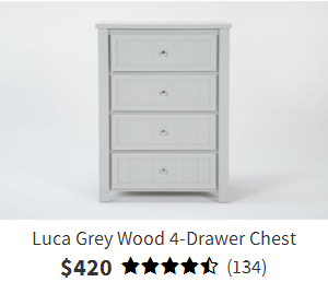 Luca Grey Wood 4-Drawer Chest