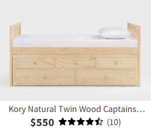 Kory Natural Twin Wood Captains Bed With 2 Drawer Storage Twin Trundle