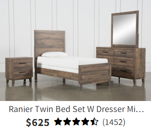 Ranier Twin Bed Set W Dresser Mirror & Nightstand