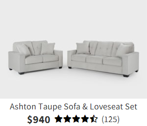Ashton Taupe Sofa & Loveseat Set