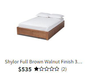 Shylor Full Brown Walnut Finish 3-Drawer Platform Storage Bed